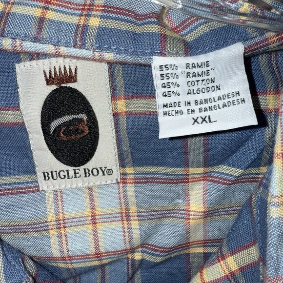Vintage 90’s Bugle Boy Plaid Button Up Shirt Cotton Blend Size XXL NWT DEADSTOCK - Picture 3 of 8